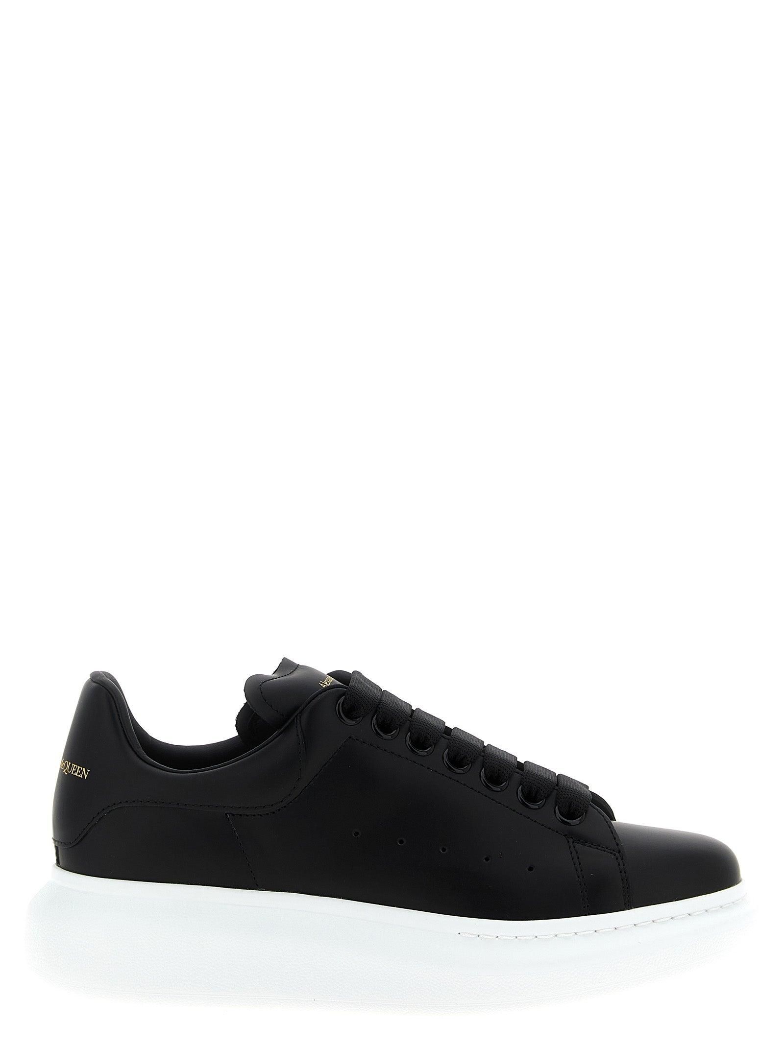 【関税&送料込】Alexander Mcqueen Black Leather Sneakers Wit MCQUEEN Oversized Leather Sneakers | Holt Renfrew