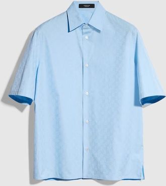 Gucci GG Cotton Poplin Shirt, Size 42, Blue, Ready-to-wear