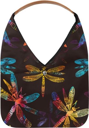 Generic Dragonflies Colored Pattern Reusable Lightweight Grocery Bags - Foldable Into Compact Pouch, Washable & Sturdy, Multipurpose for Shopping and Travel