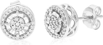 Vir Jewels 1/5 cttw 62 Stones Round Lab Grown Diamond Studs Earrings.925 Sterling Silver Prong Set 1/3 Inch