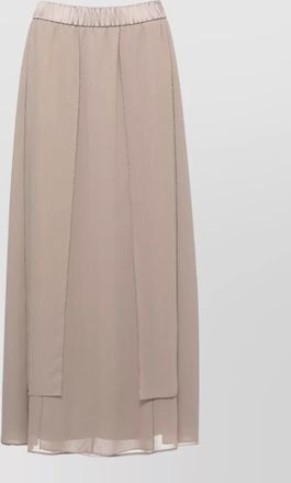 PESERICO midi skirt elastic waist layered volant