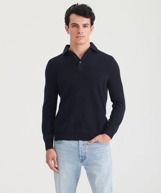 Naadam Signature Cashmere Long Sleeve Polo in Navy at Nordstrom, Size Xx-Large