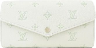 Louis Vuitton Green White Leather Long Wallet (Bi-Fold) (Pre-Owned)