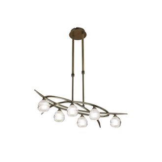 Netlighting Loop Telescopic Semi Flush Convertible 6 Light G9 Antique Brass in Bronze