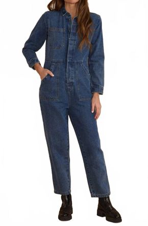 Rylee + Cru Long Sleeve Coverall In Indigo Denim