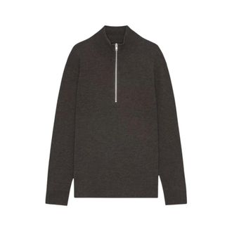 Nn.07 V-neck Knitwear, male, Brown, Size: XL Harald 6530 Half-Zip Sweater