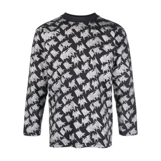 ERL Erl, Tops, Heren, Zwart, S, Katoen, Gebreid T-shirt met lange mouwen en print
