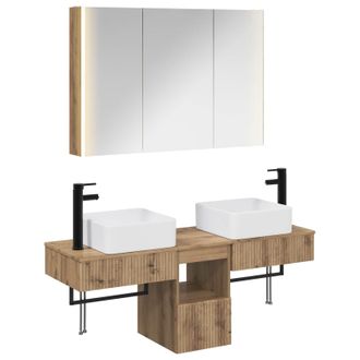 vidaXL Juego De Muebles De Ba&ntilde;o 4 Pcs Roble Artesanal Vidaxl
