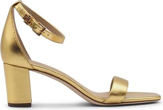 Ralph Lauren Schoenen, Dames, Geel, 38 1/2 EU, Leer, Elegante Sandalen met Hoge Hakken