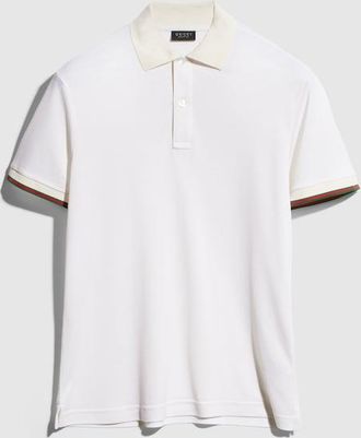 Gucci Silk Jersey Polo Shirt With Web, Size XL, White