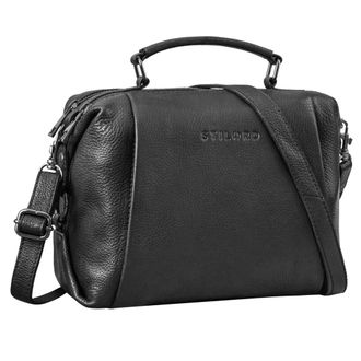STILORD Vera Vintage Leather Shoulder Bag Ladies Handbag Small Genuine Leather Bag Retro Ladies Handbags Antique Shoulder Bag Genuine Leather, Colour:obsidian