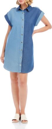Karen Kane Colorblock Denim Shirtdress at Nordstrom, Size X-Large