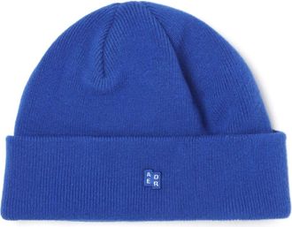 Ader Error logo-appliqué ribbed-knit beanie - women - Cotton/Wool - One Size - Blue