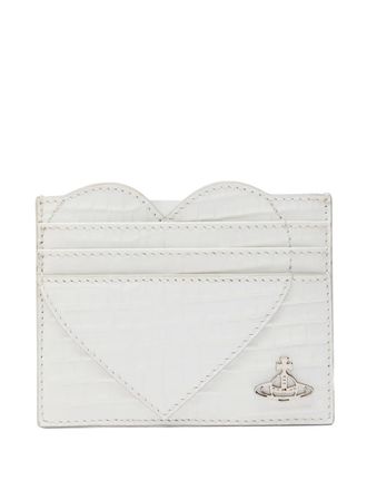 Vivienne Westwood heart-shaped leather card holder - women - Calf Leather/Viscose - One Size - White