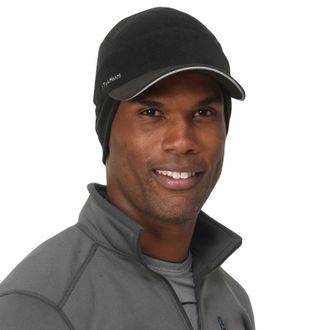 TrailHeads Mens Fleece Ball Cap with Drop Down Ear Warmer | The Trailblazer Adventure Hat - Black