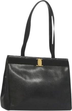 Ferragamo Pre-owned Shoulder Bags, female, Black, Size: ONE SIZE Pre-owned Leather Tote