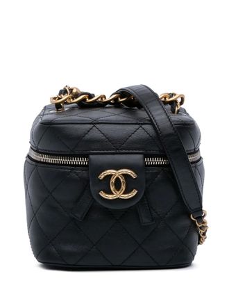 Chanel Borsa a tracolla Vanity Case piccola CC in pelle di agnello 2021-2025 - Nero