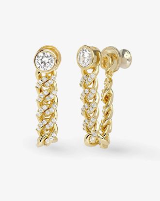 Melinda Maria Womens Pav&eacute; Julian Soft Chain Hoops Earrings In Gold