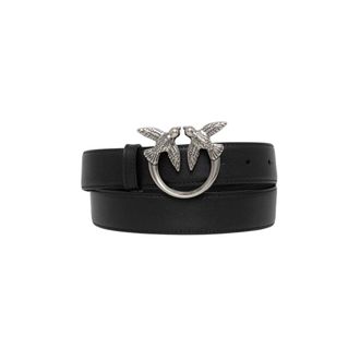 Pinko Pinko - Love Berry Belt - Dames - Accessoires - Zwart - Maat: S Leer