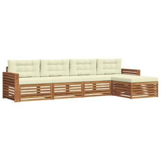 vidaXL Conjunto De Sof&aacute;s De Exterior Con Coj&iacute;n 5 Pcs Natural Y Crema Vidaxl