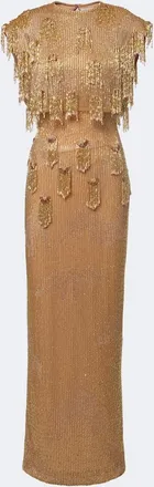 Rachel Gilbert Lani caped beaded gown