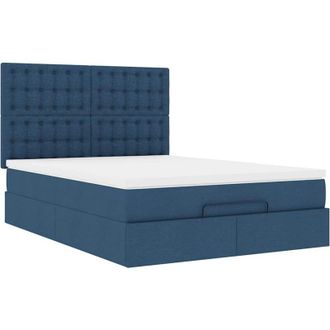 vidaXL Vidaxl - Estructura De Cama Otomana Colch&oacute;n Tela Azul Pardo 140x200cm
