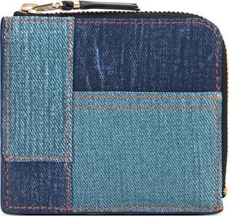 Comme Des Gar&ccedil;ons Womens Compact Zip Wallet Blue Denim Lambskin & Purses