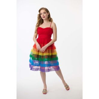 Unique Vintage Tiered Sheer Swing Dress in Rainbow at Nordstrom, Size Small