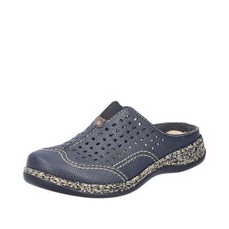 Mules Rieker Femme 61798 - Cuir Synthétique, Semelle Compensée Légère, Sans Fermeture, Largeur Moyenne