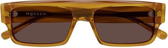 Alexander McQueen Rechthoekige Zonnebril - Heren - Zonnebrillen - Bruin - ONE Size - Accessoires