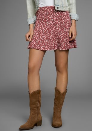 Laura Scott Hosenrock LAURA SCOTT, Damen, Gr. 34, rot (rot, gemustert), Single Jersey, Obermaterial: 95% Viskose, 5% Elasthan, bedruckt, figurumspielend mini, R&ouml;c