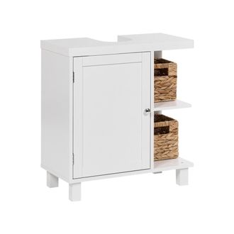 Beliani Mueble De Ba&ntilde;o De Pie De Mdf Con Estantes Estilo Tradicional Blanco Pacllon