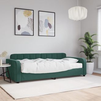 vidaXL Sof&aacute; Cama Con Colch&oacute;n Terciopelo Verde Oscuro 90x200 Cm Vidaxl