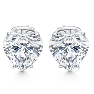 Pompeii3 Certified 6Ct TW Heart Shape Diamond Studs 14k White Gold Lab Grown