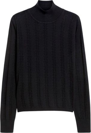Max Mara Wollen en zijden coltrui - Dames - Coltruien - Blauw - L - Wol - Truien & Vesten