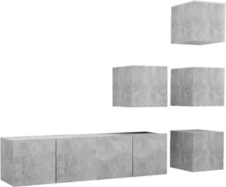 vidaXL Set De Muebles De Sal&oacute;n 6 Pzas Madera Ingenier&iacute;a Gris Hormig&oacute;n Vidaxl