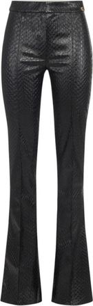 Elisabetta Franchi Wijde Broek - Dames - Wijde Broeken - Zwart - XS - Leer - Broeken