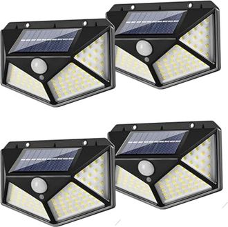 OEM Juego De 4 Luces Solares Para Jard&iacute;n Con Sensor De Movimiento, 100 Led, Resistencia Al Agua Ip65, 3 Modos, &Aacute;ngulo De Haz De 270&deg;, Bater&iacute;a De 800 Mah