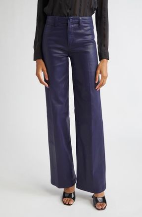 L'agence Clayton High Waist Wide Leg Pants in Deep Midnight Coated at Nordstrom, Size 33