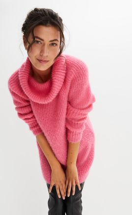 Bonprix Rollkragenpullover BONPRIX, Damen, Gr. 36/38 (S), rosa (pink), Obermaterial: 100% Polyester, l&auml;ssig geschnitten, Pullover Rollkragenpullover, aus Poly