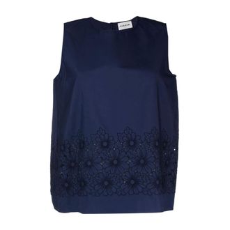 P.A.R.O.S.H. Cut-out Detail Top - female - P.A.R.O.S.H. - Sleeveless Tops - Blue - L - Tops