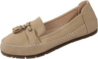 Generic Ladies Loafer Shoes Slip On Womens Flats Solid Color Stylish Classic Foldable Lightweight Comfy Wide Fit Casual Pumps Shoes Work Leisure Khaki