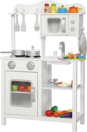OEM Cocina De Juguete De Madera Con Sonido Accesorios Fregadero Y Microondas Para Ni&ntilde;os A Partir De 3 A&ntilde;os Blanco