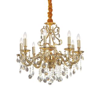 Ideal Lux Ideal Lux - Gioconda - L&aacute;mpara De Ara&ntilde;a De Cristal De 8 Luces, Acabado En Oro Antiguo, E14