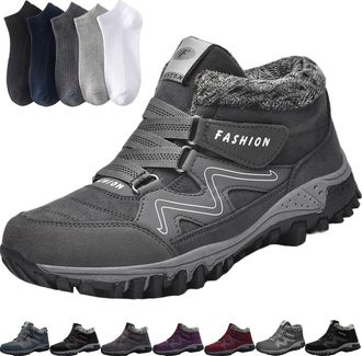 Generic Women/Mens Thermal Winter Outdoor Boots, Warm Plus Fleece Thickened Thermal Non-slip Wear-resistant Hiking Ankle Shoes (Dark Gray, Adult, Adult, Women