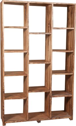 Biscottini International Biblioteca De Madera Maciza De Tilo Acabado Con Efecto Natural 121x36x200 Cm