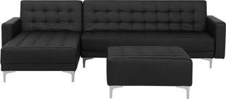 Beliani Sof&aacute; modular de piel sint&eacute;tica negro 4 personas