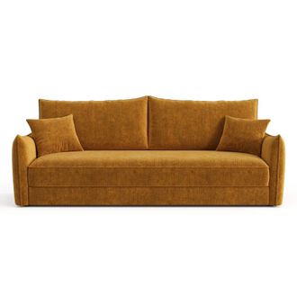 Sia Home Sof&aacute; cama 3 plazas terciopelo texturizado mostaza 213 cm