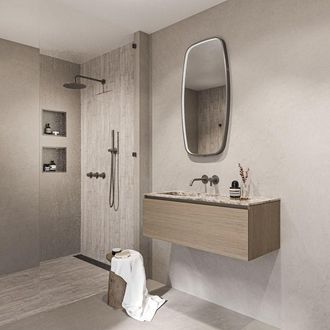 Bernacchini SP31 spiegel - 50x4x100cm contour in stalen kader incl dir LED - verwarming - color changing - dimbaar en schakelaar - geborsteld metal black