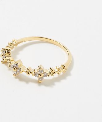 Simons Womens Small crystal flower ring